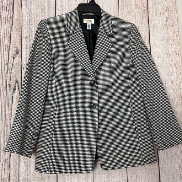 Vintage Talbots Womens Houndstooth Wool Blazer Jacket size 10 Petite - Picture 2 of 13
